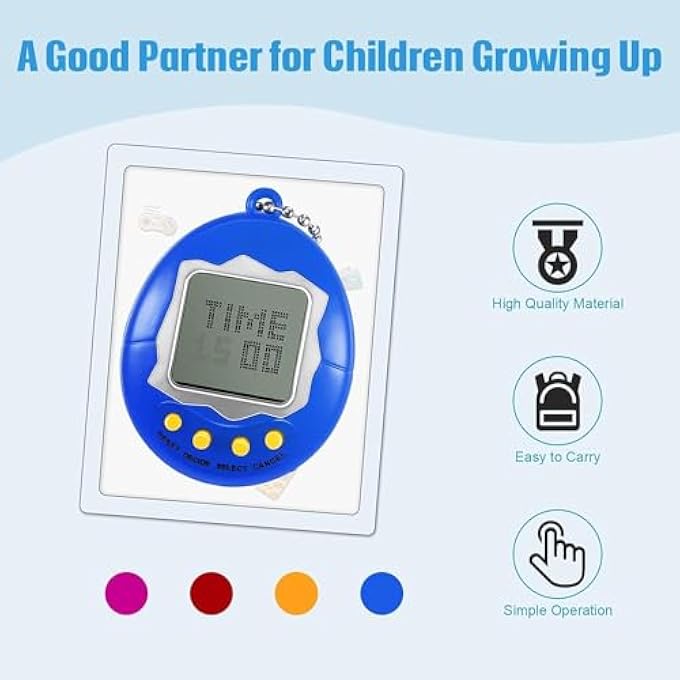 rayihni VIRTUAL ELECTRONIC DIGITAL PET KEYCHAIN, GAME DIGITAL GAME KEYCHAIN NOSTALGIC VIRTUAL DIGITAL PET RETRO HANDHELD ELECTRONIC GAME MACHINE WITH KEYCHAIN FOR BOYS GIRLS, 4 PIECES - Image 4